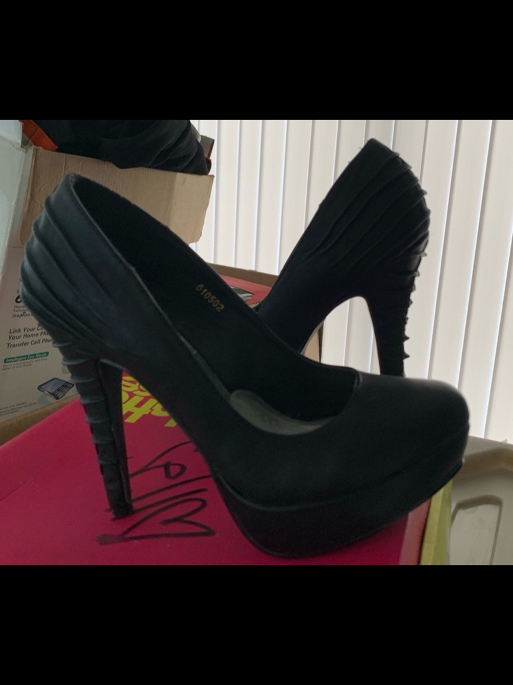Black High Heel layered Platform Pumps - Women's